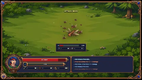 Turn-based battles: a Green Slime in the forest